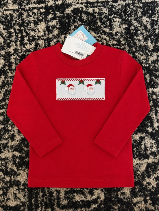 Vive La Fete Other - Kids Red Long-Sleeve Santa Hand Smocked Shirt